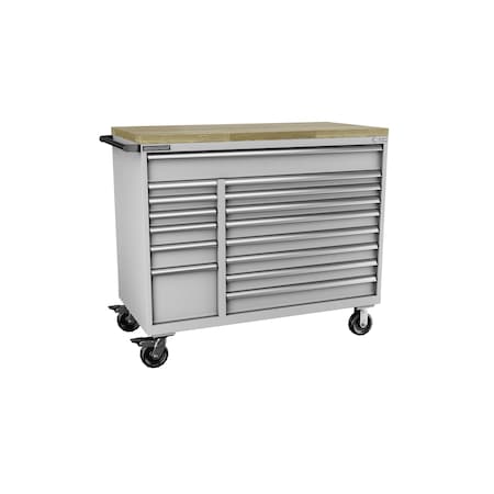 Champion Tool Storage Mobile Modular Cabinet, 13 Drawer, Light Gray, Steel, 56-1/2 in W x 28-1/2 in D x 39 in H D1800DB13MB8BBT-LG